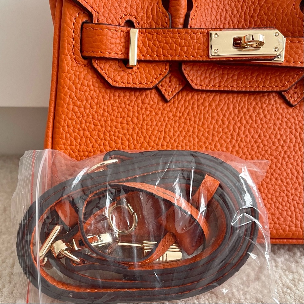 NEW Top handles Orange Leather Bag Crossbody Bag Small Bag